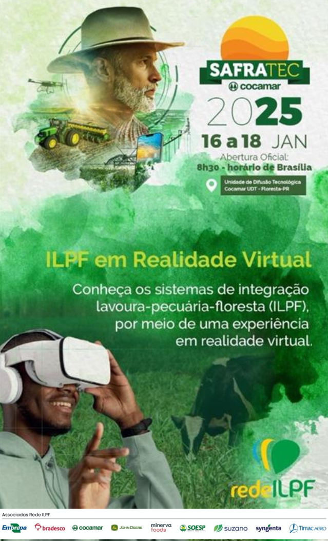 Você está visualizando atualmente Rede ILPF leva realidade virtual ao Safratec 2025 para divulgar a Integração Lavoura-Pecuária-Floresta (ILPF)